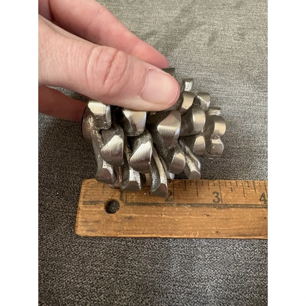 West Elm Set of 4 Pine Cone Silver‎ Place Card Holders Heavy Metal Forest Shine